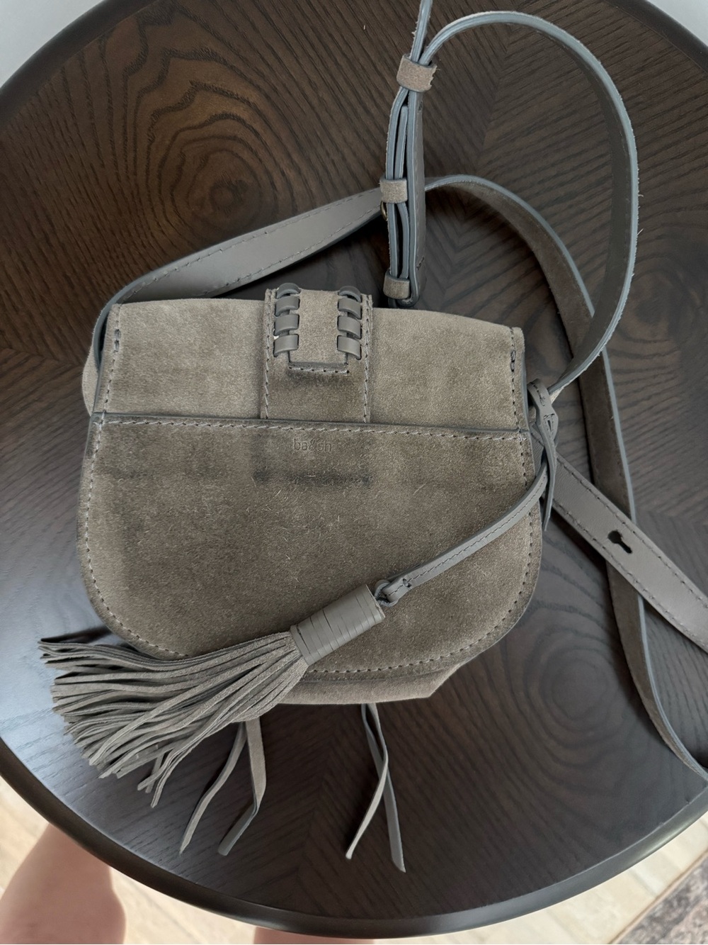 ba&sh Taupe Suede Crossbody with Tassel - Picture 2 of 3